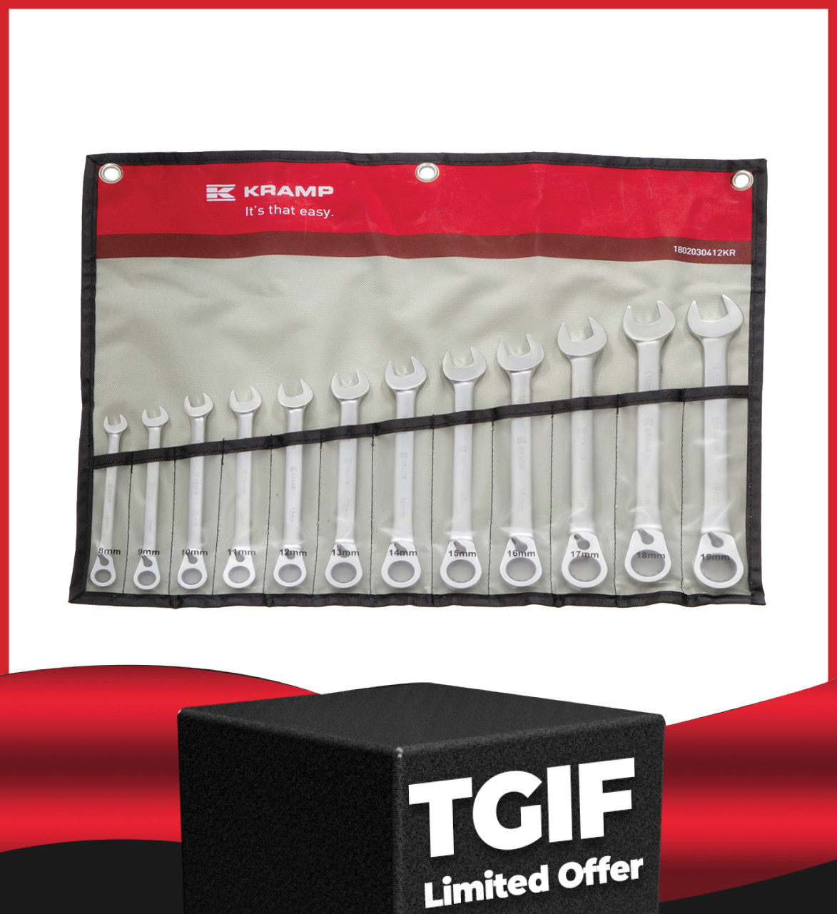 KRAMP Ratchet Combination Wrench Set 12pcs